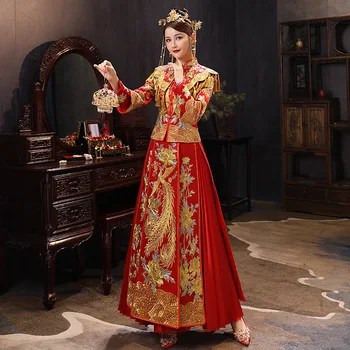 Размер 6XL 2022 Современное Красное Ципао Чонсам Длинное Традиционное китайское свадебное платье В восточном стиле, Платья, Китайский магазин одежды