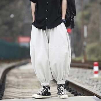 Ретро-синизм, Мужские Свободные Брюки для подколенных сухожилий, универсальные льняные Широкие повседневные брюки в китайском стиле, Мужская одежда в стиле хип-хоп, шаровары