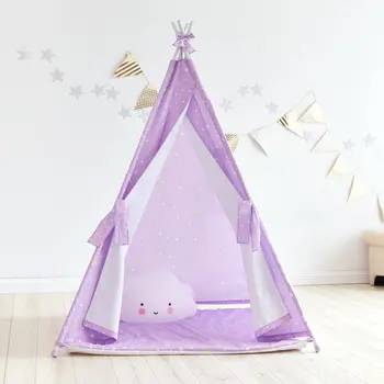- Детские палатки-вигвамы Happy Land Twinkle star - Фиолетовый / белый Для подростков, девочек и мальчиков, занимающихся спортом на открытом воздухе