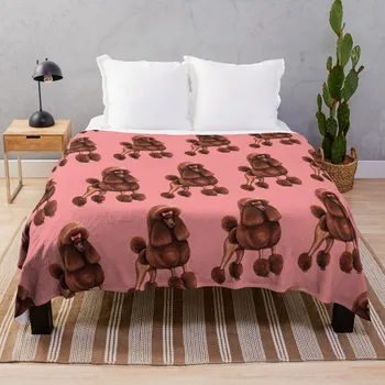 Рисунок пуделя -розовое одеяло из фланелевой ткани, движущееся одеяло