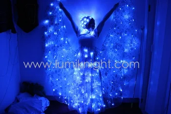 Платье со светодиодной подсветкой, платье-бабочка/светящийся костюм/крылья со светодиодной подсветкой/танец живота