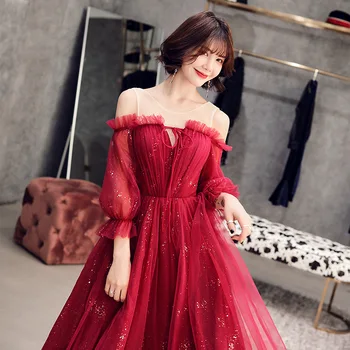 Женское Сексуальное блестящее платье со звездами, вечерние платья, Элегантные красные кружевные тюлевые платья с вырезом лодочкой, длинное вечернее сетчатое платье, черный, белый