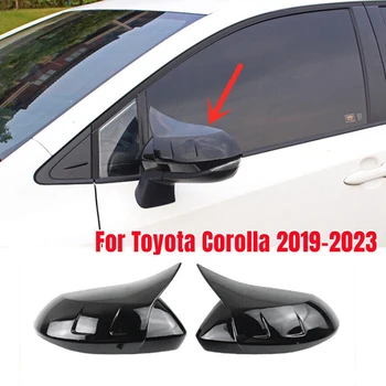 Глянцевый Черный БЫЧИЙ Рог Боковая Дверь Зеркало заднего Вида Накладка Крышки Запасные Части Для Toyota Corolla 2019-2023