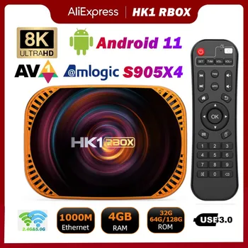 HK1 RBOX X4 Amlogic S905X4 Smart TV Box Android 11 4 ГБ 128 Г 32 ГБ 64 ГБ 2,4 Г и 5,0 Г Wifi BT Медиаплеер TVBOX 4 К 1000 М телеприставка
