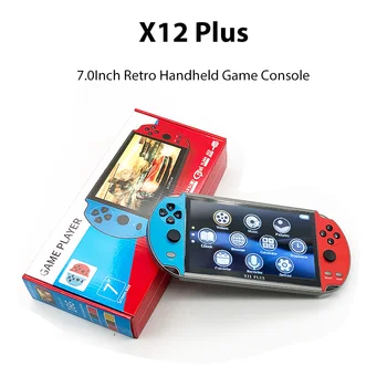 X12Plus 7,0-Дюймовая Портативная игровая консоль в стиле Ретро, Большой экран, AV-выход, Подключение телевизора, 20 000 Игр, Встроенная Игровая консоль в Стиле Ретро, Подарки