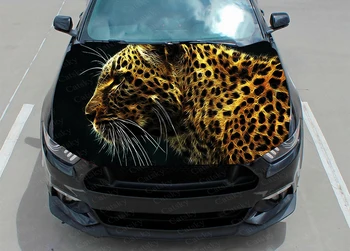 Наклейки на капот автомобиля Leopard Виниловые Наклейки Графические Наклейки на упаковку Наклейки на автомобиль Графические наклейки На Капот Животное кошка На Заказ