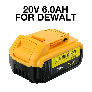 Аккумуляторная Батарея С Зарядным устройством Для Электроинструментов Dewalt 20V 6.0Ah Li-Ion MAX Для замены DCB185 DCB203 DCB206 DCB181 DCB184