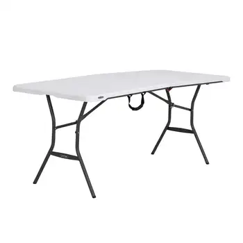 Раскладывающийся пополам стол на 6 футов, легкий коммерческий, белый (280857)