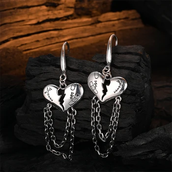 Серьги-капли с разрезанным сердцем из стерлингового Серебра 925 пробы на длинной цепочке для женщин и девочек, Винтажные легкие роскошные ювелирные изделия уникального дизайна, подарок
