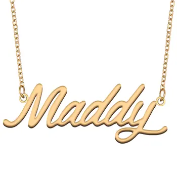 Ожерелье с именем Мэдди для женщин, ювелирные изделия из нержавеющей стали, подвеска с табличкой золотого цвета, ожерелье с надписью Para Mujer, колье с буквами