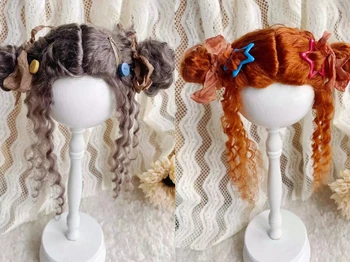 Кукольные парики для Blythe Qbaby Mohair Small brown curls sculpt wig 9-10 дюймов на голове