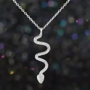 Новое серебро 925 Пробы, ожерелья в виде змей с Цирконом, Подвеска, Модные ювелирные изделия из Стерлингового Серебра для женщин, Бижутерия