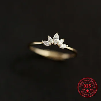 Паве из стерлингового серебра 925 Пробы, покрытие кристаллами, 14-каратное золотое кольцо в виде Короны принцессы, женские модные ювелирные аксессуары для свадебной вечеринки
