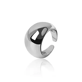 Простое однотонное Серебряное Золотое Геометрическое кольцо на палец, Женские ювелирные изделия, Голое кольцо, Кольцо в корейском стиле, Большие гладкие кольца