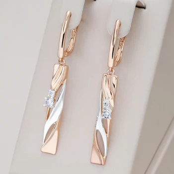 Модные Геометрические Полые серьги-подвески Kinel из розового золота и серебра 585 пробы с дихроичным покрытием, Свадебные украшения на каждый день, подарок