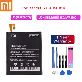 100% Высококачественные Сменные оригинальные аккумуляторы XiaoMi Mi 4 M4 Mi4 BM32, подлинный аккумулятор для телефона 3080 мАч