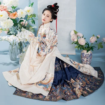 FengJianLin Оригинальная Имитация Макияжа Династии Мин, Юбка с изображением Лошадиного лица, Женская юбка с китайской традиционной вышивкой Hanfu