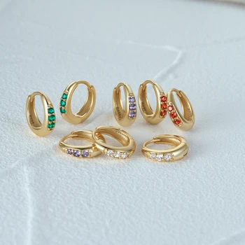 Серьги-кольца из серебра 925 пробы из золота 18 Карат CANNER, Классические универсальные цветные серьги с цирконием, Ювелирные аксессуары для женщин