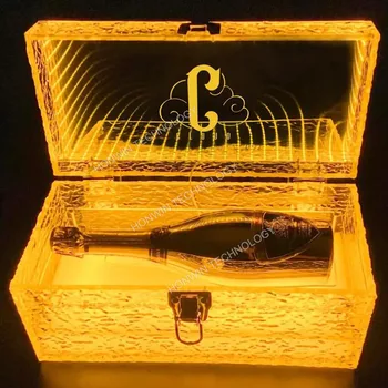 Золотой Роскошный VIP-сервис Moet, светодиодный портфель для Шампанского, Коробка для хранения одной бутылки, Винный Чемодан, Стеклянная витрина для хранения Ace