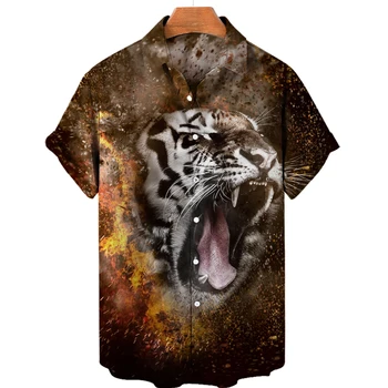 Мужская футболка с короткими рукавами и 3D-принтом, рубашка с принтом тигра, харадзюку, супер зверь, анимация, новый мужской топ 2023 года