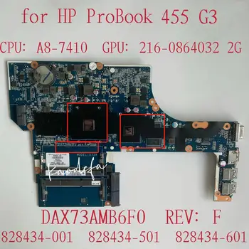 для HP ProBook 450 G3 455 G3 Материнская плата ноутбука Процессор: A8-7410 Графический процессор: 216-0864032 2G 828434-601 828434-001 DAX73AMB6F0 DAX73AMB6E1