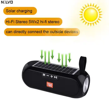 Портативный двухголосный Громкоговоритель Hi-Fi Стерео Беспроводная Звуковая коробка, Солнечный динамик Bluetooth, Звуковая панель, FM-радио для активного отдыха