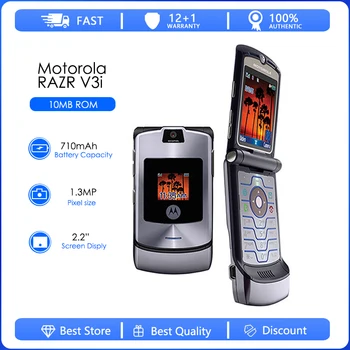 Motorola RAZR V3i Восстановленный Оригинальный разблокированный Флип GSM 176x220 пикселей MP3 Четырехдиапазонный мобильный телефон Бесплатная доставка