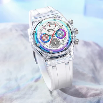 роскошные кварцевые часы модные часы с хронографом 40 мм прозрачный корпус хип-хоп часы мужские лучший бренд метр часы RONMAR 2023