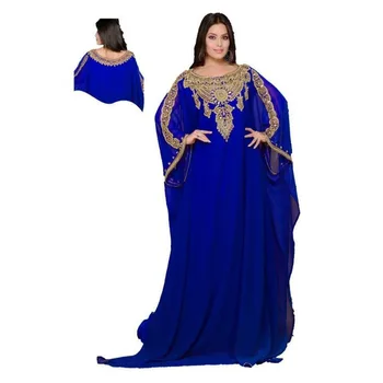 Королевский Кафтан в Дубайском Марокканском стиле Фараша Джалабия Макси Абайя Платье с Расклешенными рукавами Индийское платье